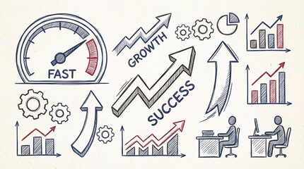 Business growth and success concept with graphs and charts
