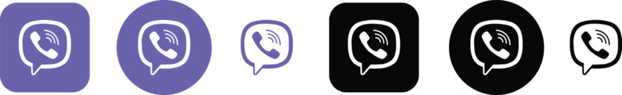 Viber Communication App Icon Set with Multiple Styles in Purple Black and Outline Vectors