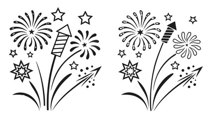 Celebratory fireworks display with stars and rockets Vector