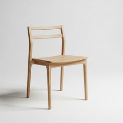 A minimalist wooden chair, isolated on white background