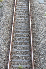 Railway Tracks with Gravel Ballast in Linear Perspective