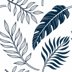 Obraz premium Elegant Tropical Leaves Pattern on White Background.