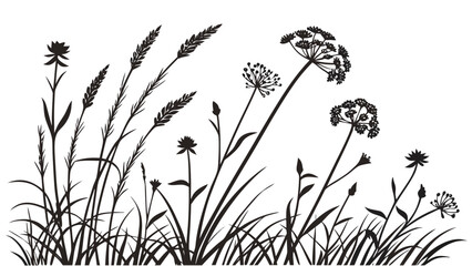 Elegant Wildflower Silhouette A Serene Botanical Illustration.