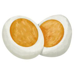 Illustration Of two halved Hand boiled egg