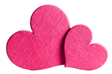 Pink heart shaped pillow isolated on white background for love and romance celebration