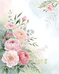Beautiful pink roses and flowers in elegant floral arrangement