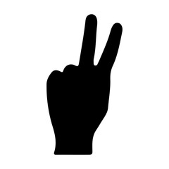 Obraz premium A black silhouette of a hand showing a peace sign gesture