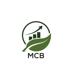 Fototapeta premium MCB Green Growth Logo. MCB Leaf and Upward Chart – Business, Finance, Investment MCB Branding Icon 