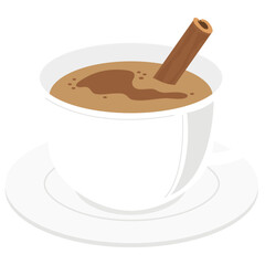 シナモンスティックを添えた温かいチャイのイラスト