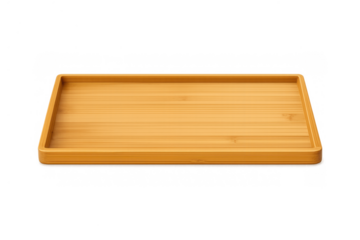 Bamboo wood tray, serving platter or sushi plate with raised edges, empty kitchenware and home decor