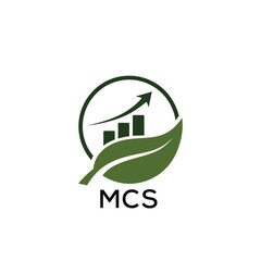 Fototapeta premium MCS Green Growth Logo. MCS Leaf and Upward Chart – Business, Finance, Investment MCS Branding Icon 