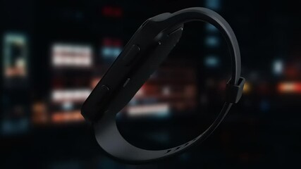 Smartwatch with data analytics interface on screen in studio setting - Powered by Adobe