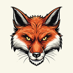 Obraz premium Vector illustration of a wild red fox head animal mascot featuring a tribal black predator face symbol for a canine wildlife tattoo or mascot icon
