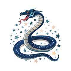 Obraz premium Cute green cartoon vector illustration of a 2013 new year snake character designed as a wild reptile cobra symbol for a fun nature art drawing