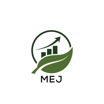 MEJ Green Growth Logo. MEJ Leaf and Upward Chart &ndash; Business, Finance, Investment  MEJ Branding Icon
