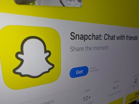 Snapchat app page on Apple App Store displayed on a screen.