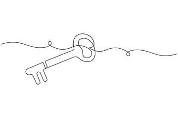 Key lock security continuous one line drawing clean minimalist vector
