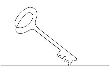 
Security key outline continuous one line drawing isolated minimalist vector
