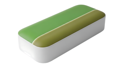 Green and White Lunch Box Isolated on Transparent Background