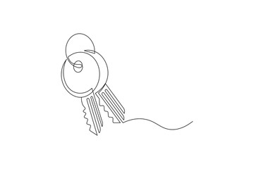 Key security lock continuous one line drawing minimalist outline vector
