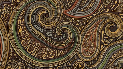 Intricate Gold and Brown Swirling Pattern Design.