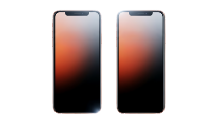 Two Modern Smartphones Isolated on Transparent Background