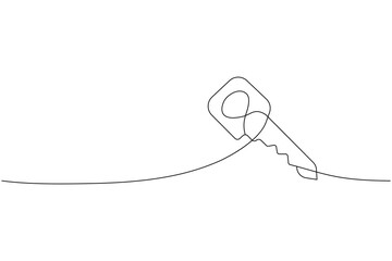 Security key outline continuous one line drawing isolated minimalist vector
