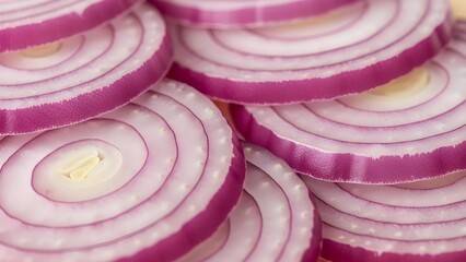Close-up of fresh red onion slices