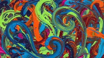 Vibrant Abstract Swirling Patterns and Colors.