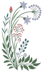 Elegant Floral Arrangement with Bellflowers and Delicate Foliage.