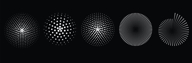 Set of Circle halftone. Abstract dotted pattern vector round halftones geometric dots frame.