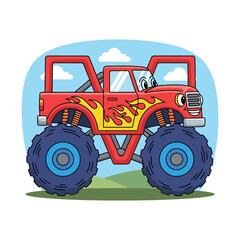 Happy Powerful Monster Truck Ready To Race