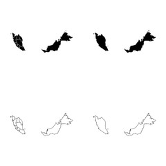 Fototapeta premium Malaysia Region Outline and Solid Fill Map Set.