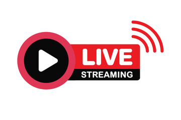 Live streaming icon with play button and signal waves.