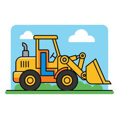 Cute Cartoon Wheel Loader Construction Vehicle Design