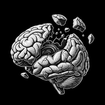 Exploding Brain Illustration Symbolizing Mental Breakdown.