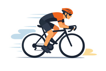 Obraz premium Caucasian young male cyclist riding bicycle in motion with helmet