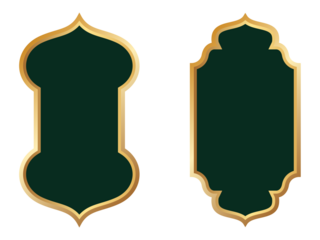 gold border dark green label shapes transparent background