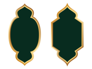 golden framed dark green decorative shapes transparent background