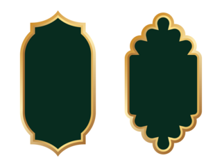 green and gold blank label shapes for text transparent background