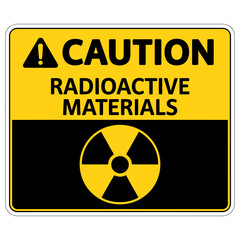 Fototapeta premium Yellow caution sign warning of radioactive materials hazard