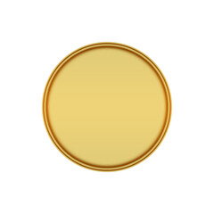 Elegant gold round  badge, shiny blank medal on transparent background, for luxury seal, prize, premium label, or award emblem.