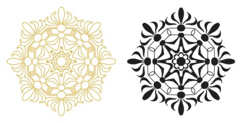 mandala designs in gold and black colors for decorative purposes transparent background