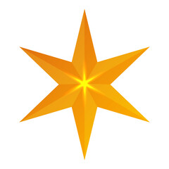 Obraz premium Shining orange star symbol with eight pointed tips transparent background
