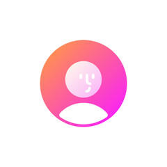 Obraz premium User profile avatar icon with modern gradient style, minimalist face silhouette representing personal account, identity, profile picture and social presence, representing biometric authentication.