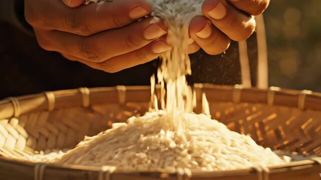 Traditional Ketupat Weaving with Coconut Leaves for Eid Celebration - AI Generated