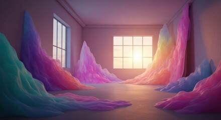 Pastel flow fills an empty room