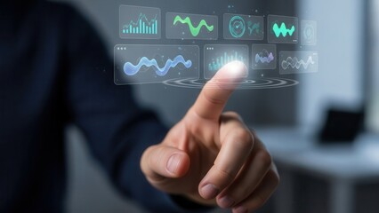 Index finger touching imaginary interface showing modern UX interaction concept