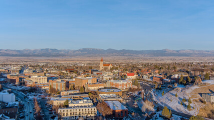 Fototapeta premium Aerial view of Helena, Montana in December