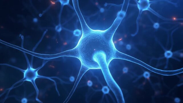 Neurons glowing in digital network